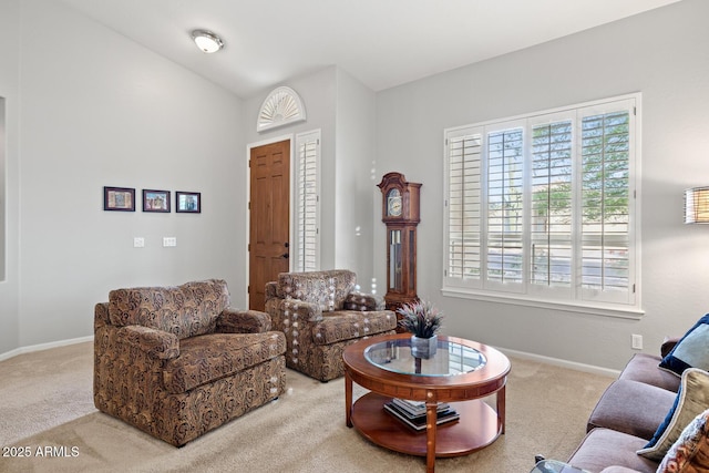 4462 E Dale Ln, Cave Creek, AZ 85331 - carpeted living area with baseboards and lofted ceiling
