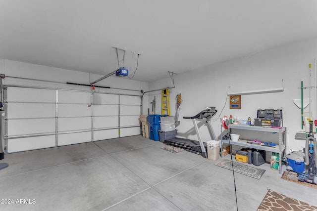 garage with a garage door opener