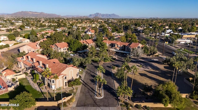 drone / aerial view with a mountain view and a residential view