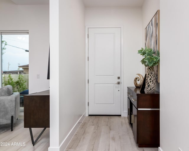 interior space with light hardwood / wood-style flooring