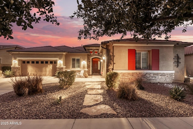 view of front of house with a garage