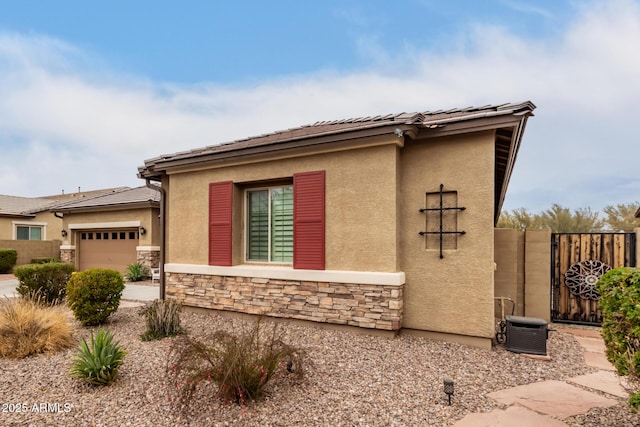 exterior space with a garage