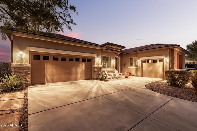 view of front of home with a garage