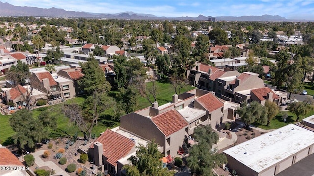 birds eye view of property with a residential view and a mountain view