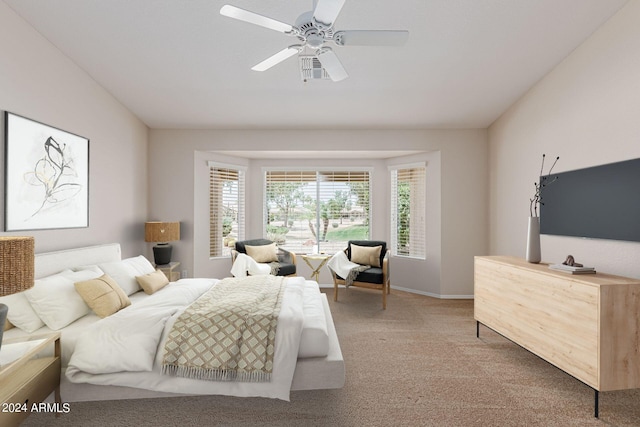 bedroom with carpet and ceiling fan