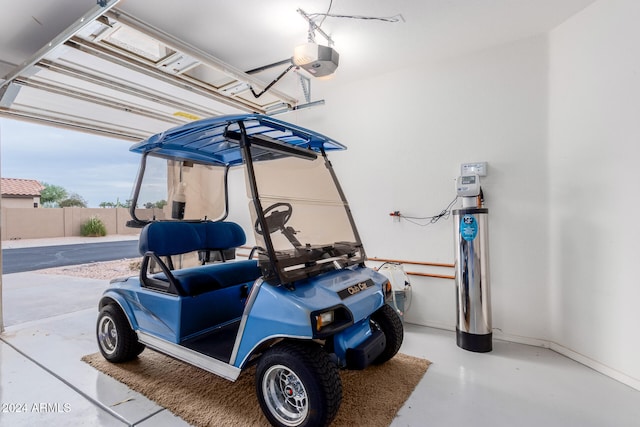 interior space with a garage door opener