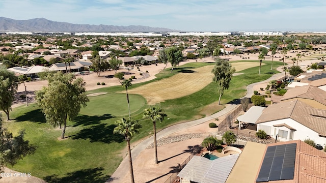 drone / aerial view featuring a mountain view