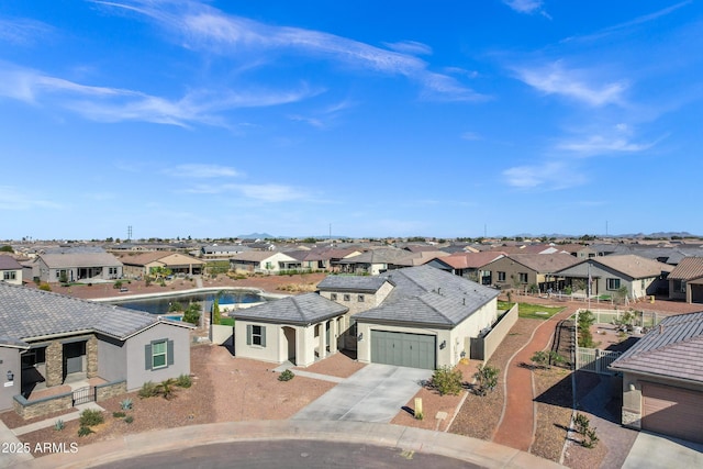 aerial view with a residential view