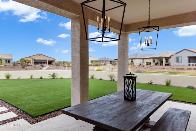 view of patio / terrace featuring a residential view and fence