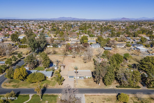 drone / aerial view with a mountain view