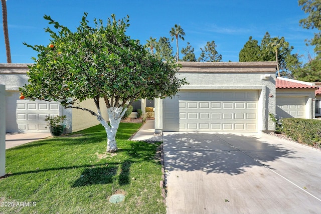 obstructed view of property featuring a front lawn