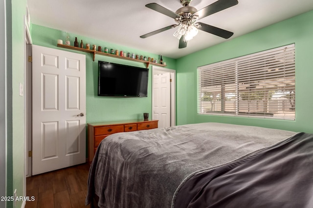 4712 W Juniper Ave, Glendale, AZ 85306 - bedroom with dark wood-style flooring and ceiling fan