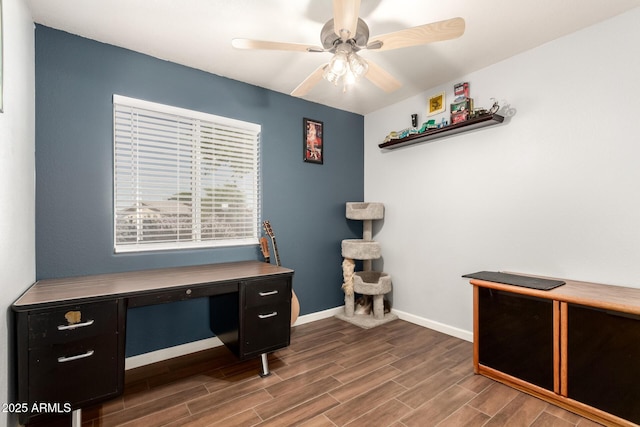 4712 W Juniper Ave, Glendale, AZ 85306 - office area featuring ceiling fan and dark wood-type flooring