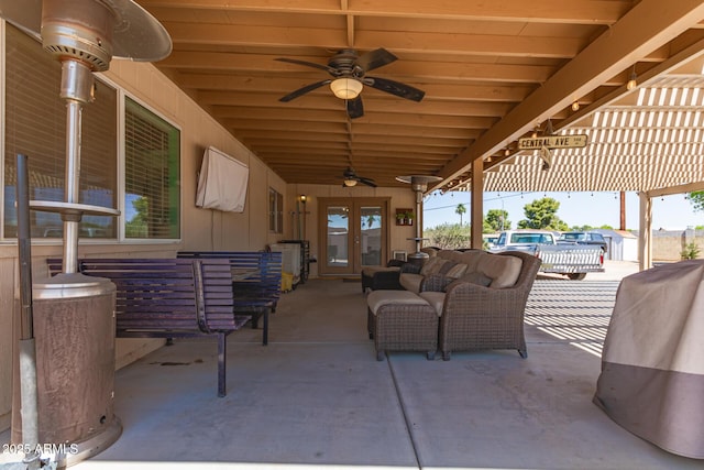 4712 W Juniper Ave, Glendale, AZ 85306 - view of patio / terrace featuring an outdoor hangout area, french doors, and ceiling fan