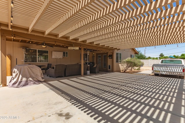 4712 W Juniper Ave, Glendale, AZ 85306 - view of patio with a ceiling fan, a pergola, and outdoor lounge area