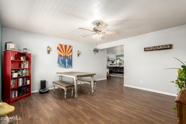 4712 W Juniper Ave, Glendale, AZ 85306 - dining space featuring a ceiling fan and dark wood finished floors