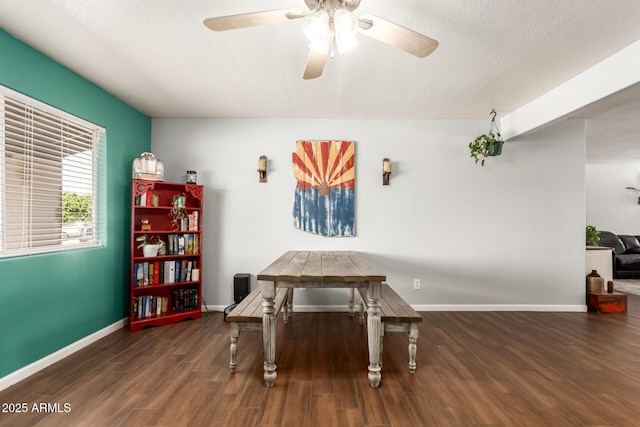 4712 W Juniper Ave, Glendale, AZ 85306 - dining space with wood finished floors and ceiling fan