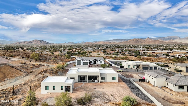 aerial view with a mountain view