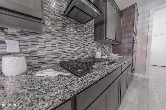 15248 S 182nd Ln, Goodyear, AZ 85338 - kitchen with ventilation hood, appliances with stainless steel finishes, tasteful backsplash, and stone countertops