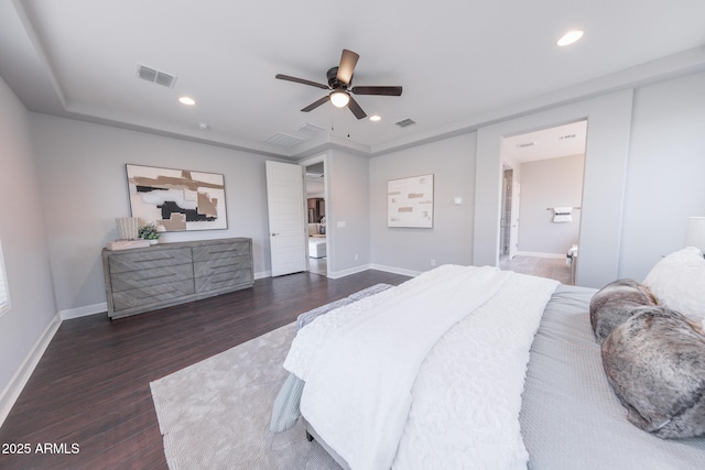 15248 S 182nd Ln, Goodyear, AZ 85338 - bedroom with wood finished floors, baseboards, recessed lighting, and a ceiling fan