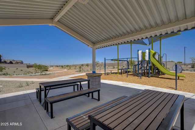 view of patio with playground community