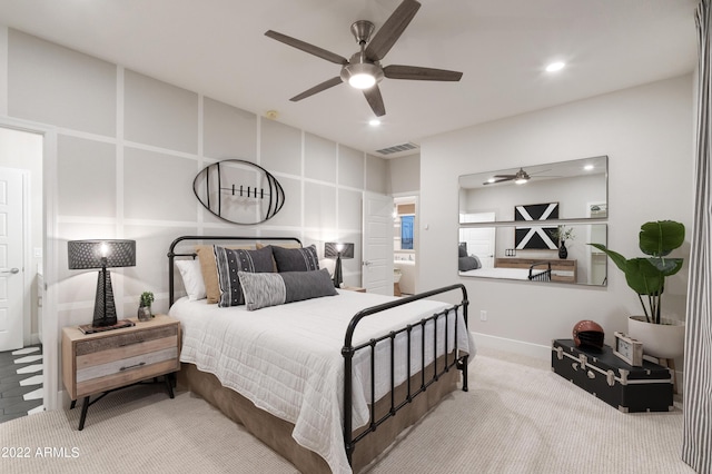 bedroom with carpet and ceiling fan