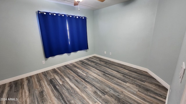 unfurnished room with hardwood / wood-style flooring and ceiling fan