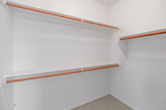 walk in closet with carpet