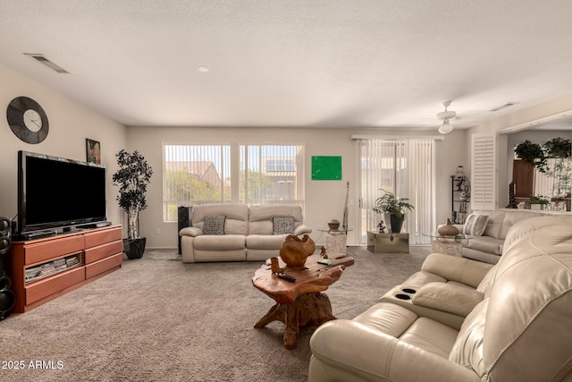 15874 W Wildflower Dr, Surprise, AZ 85374 - living area with carpet floors, healthy amount of natural light, and a ceiling fan