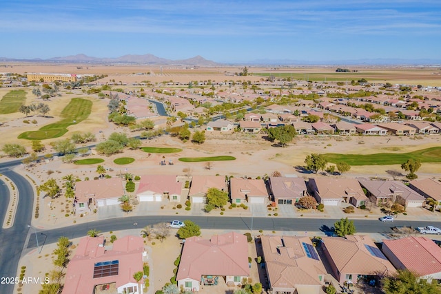 drone / aerial view featuring a mountain view