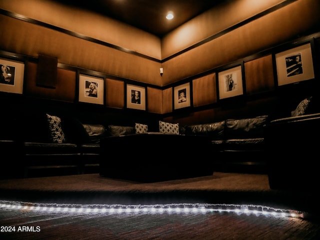 view of carpeted home theater room