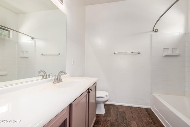 2556 W Amber Sun Dr, Phoenix, AZ 85085 - bathroom with wood finished floors, vanity, and  shower combination