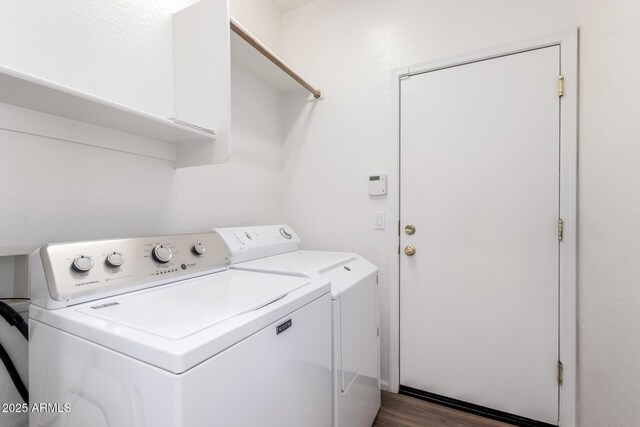 2556 W Amber Sun Dr, Phoenix, AZ 85085 - washroom featuring washing machine and dryer and dark wood finished floors
