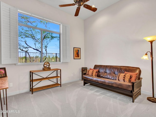 3220 W Feather Sound Dr, Anthem, AZ 85086 - sitting room with ceiling fan, baseboards, and carpet