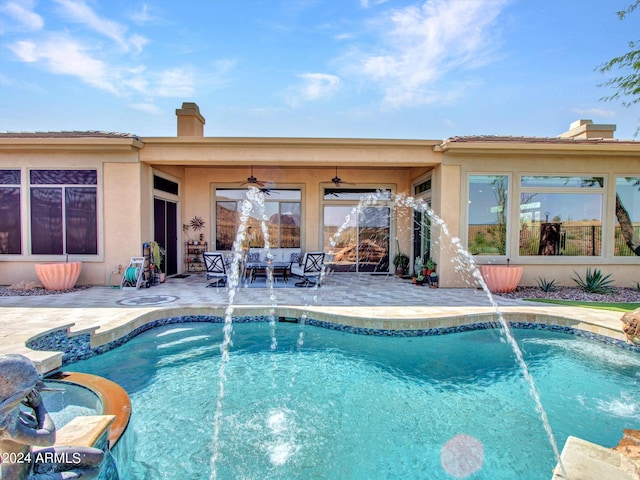 3220 W Feather Sound Dr, Anthem, AZ 85086 - outdoor pool featuring a patio area and ceiling fan
