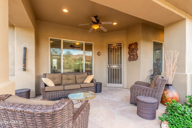 view of patio / terrace with outdoor lounge area and ceiling fan