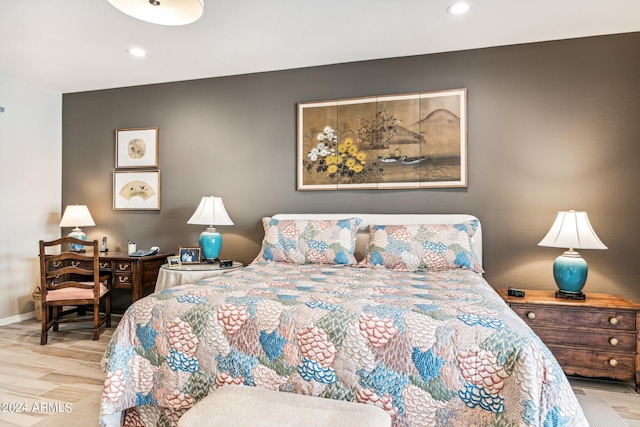 bedroom featuring light wood-type flooring