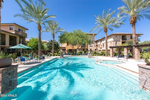 view of pool featuring a patio