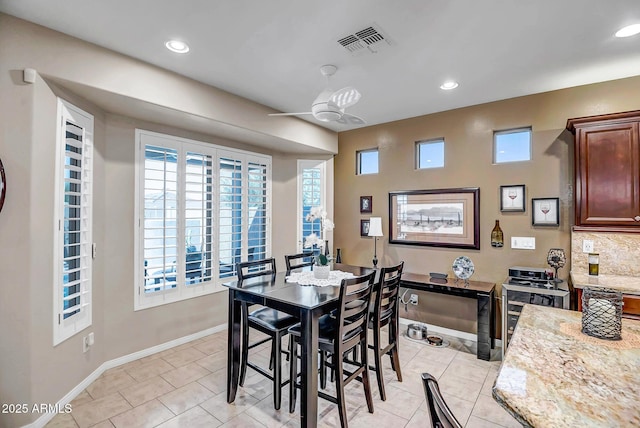 view of tiled dining area