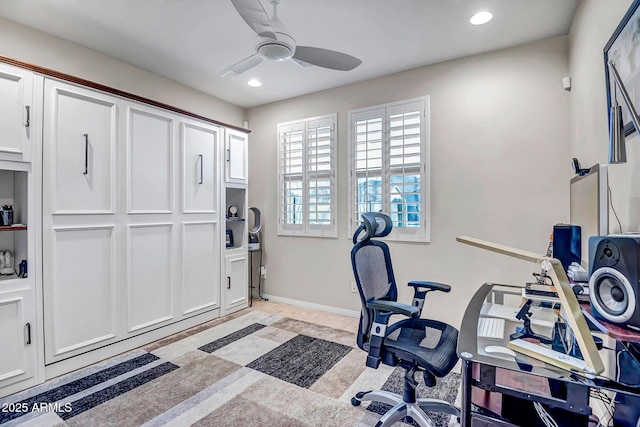 home office featuring ceiling fan