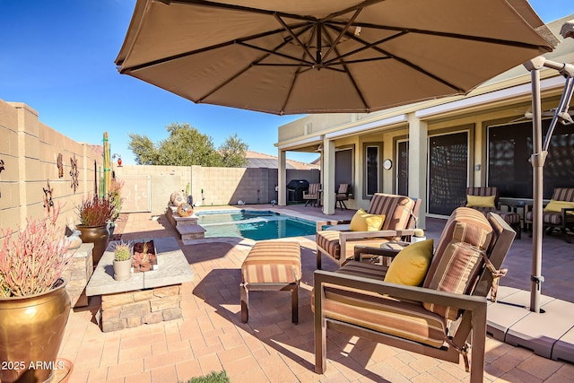 view of pool featuring a patio area