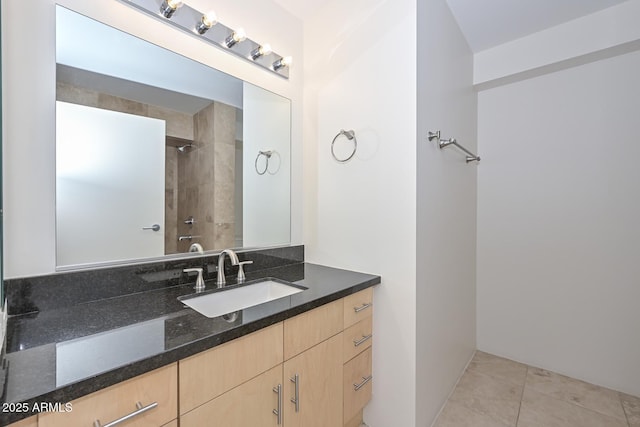 bathroom with vanity and tile patterned floors