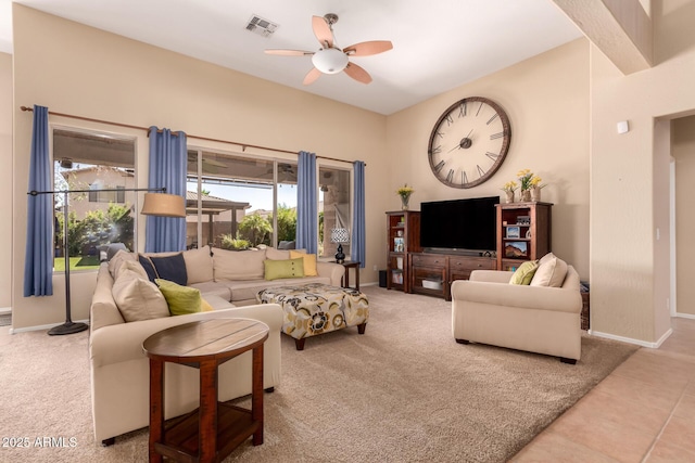 1453 E Elgin Pl, Chandler, AZ 85225 - carpeted living room featuring ceiling fan and baseboards