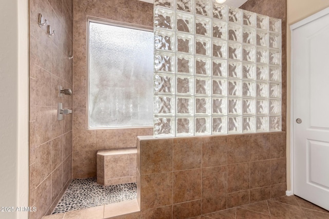 1453 E Elgin Pl, Chandler, AZ 85225 - bathroom featuring walk in shower and tile patterned flooring