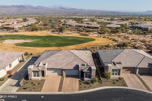 drone / aerial view with a mountain view