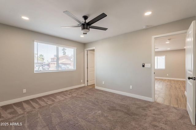 4001 E Apollo Rd, Phoenix, AZ 85042 - spare room featuring ceiling fan, carpet flooring, recessed lighting, and a smoke detector