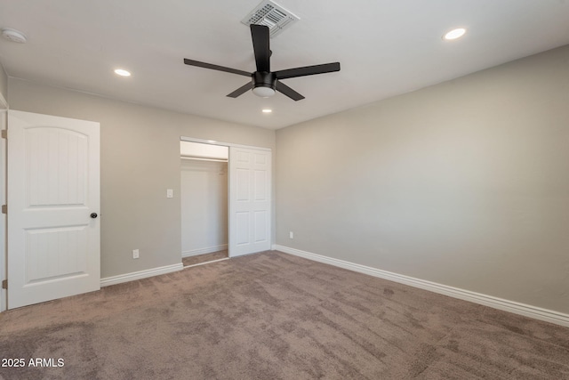 4001 E Apollo Rd, Phoenix, AZ 85042 - unfurnished bedroom with carpet floors, recessed lighting, ceiling fan, and a closet