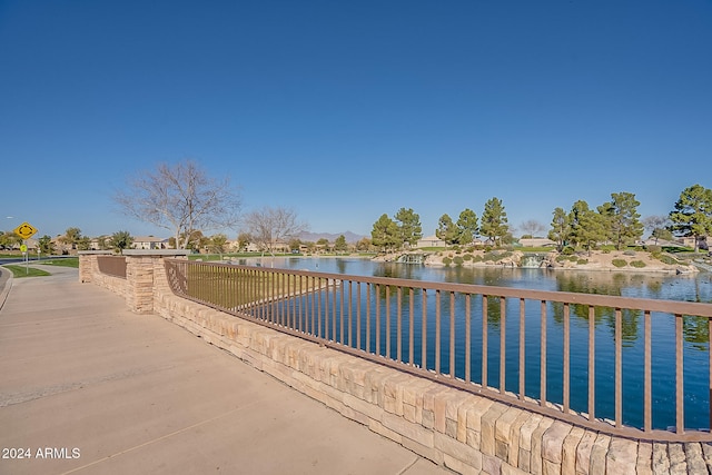 exterior space featuring a water view
