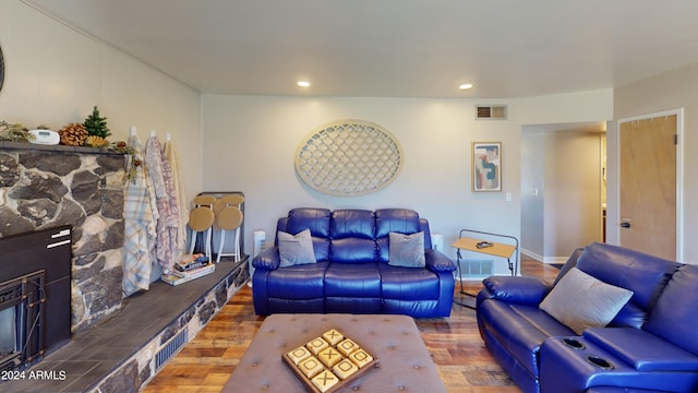 living room featuring wood-type flooring