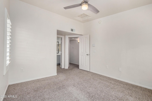 2401 E Rio Salado Pkwy Unit 1048, Tempe, AZ 85288 - unfurnished bedroom with carpet flooring, ceiling fan, and attic access